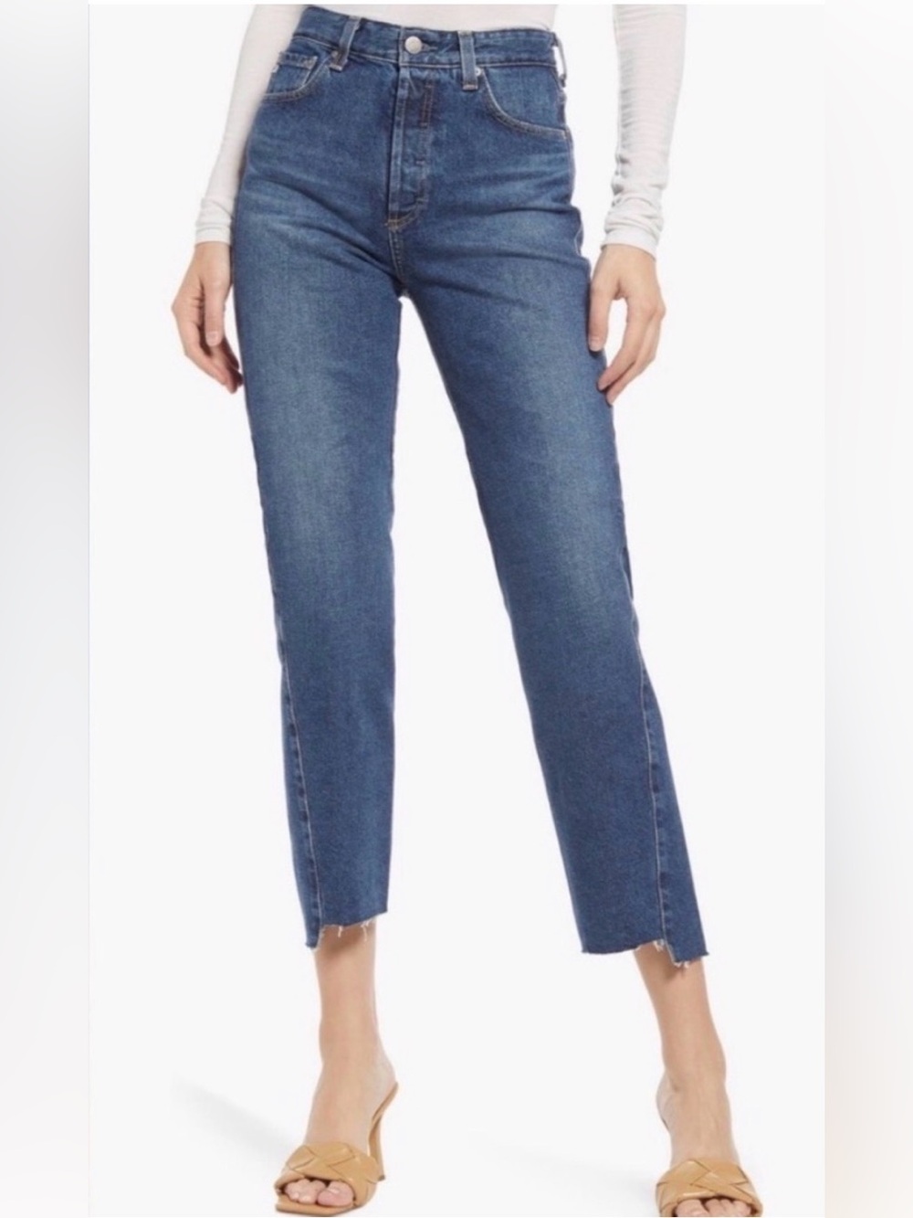 NEW AG Twisted Alexxis High Waist Raw Hem Jeans 10